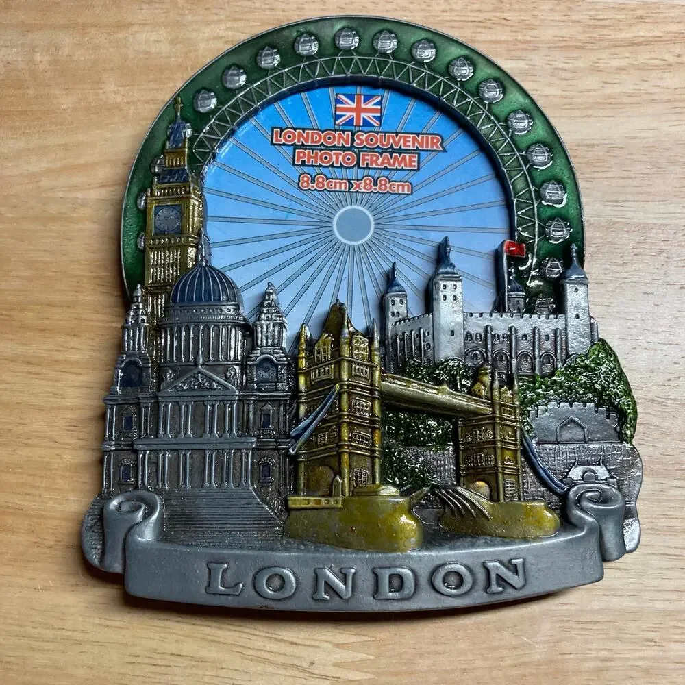 London Souvenir Photo Frame with London Eye and other landmarks. Pre-Owned
